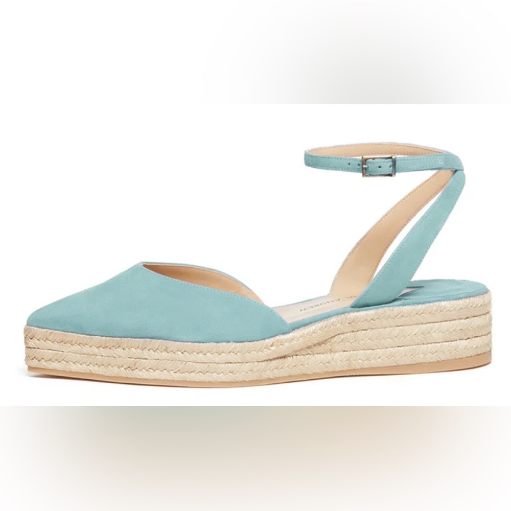 Paul Andrew Rhea Suede Baby Blue Espadrille Sandals